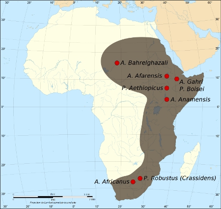 Harta situri hominide timpurii