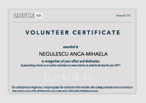 Diplomă voluntar Negulescu Anca Mihaela