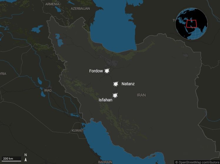 Harta locații nucleare Iran