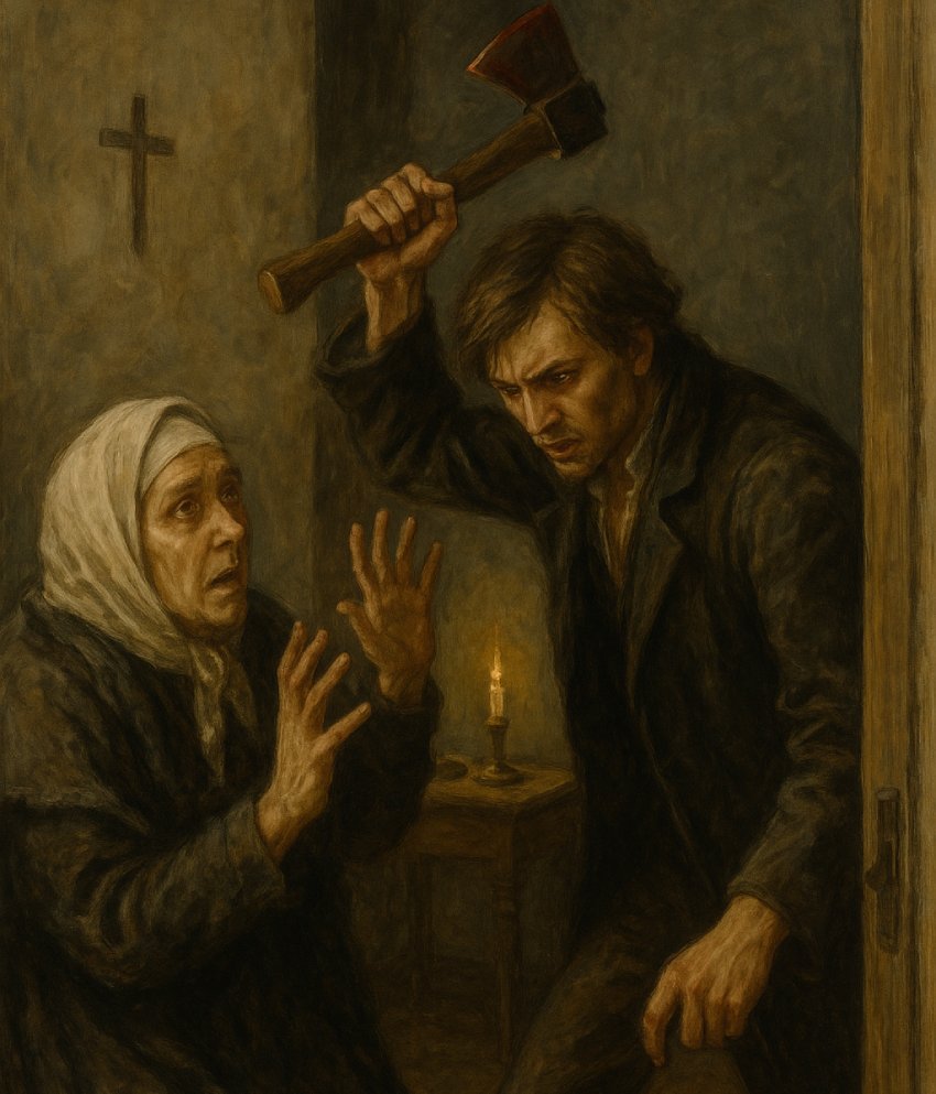 Scena crimei din „Crima și pedeapsă” de Dostoievski