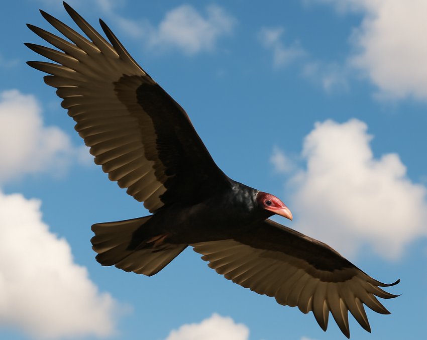 Vultur zburând în cer