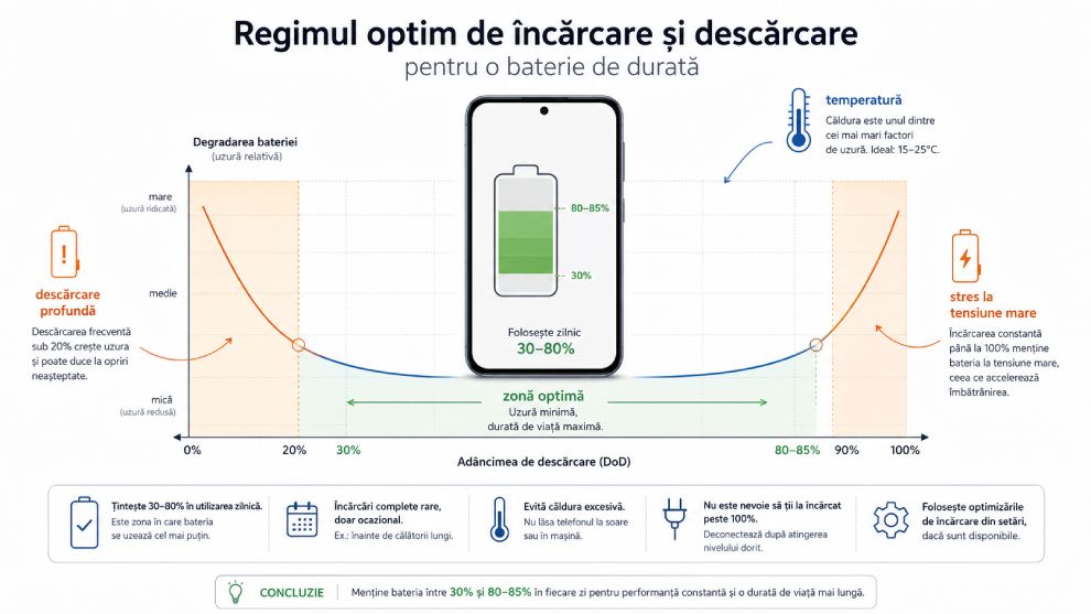 Regim optim utilizare baterie telefon mobil