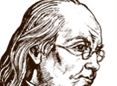 Benjamin Franklin. Detaliu dintr-un portret de Roger Kammerer