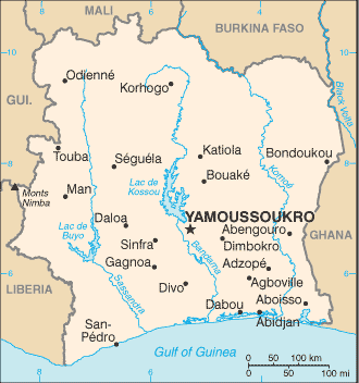 Coasta de Fildeş harta