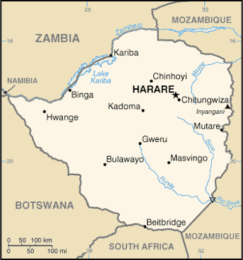 Zimbabwe hartă