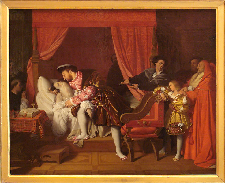 Francis I primind ultima suflare a lui Leonardo da Vinci - Ingres