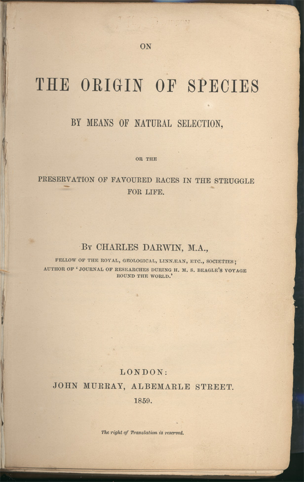 Originea Speciilor copertă 1859